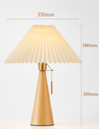 Lampe de table LED en bois et tissu plissé – style japonais